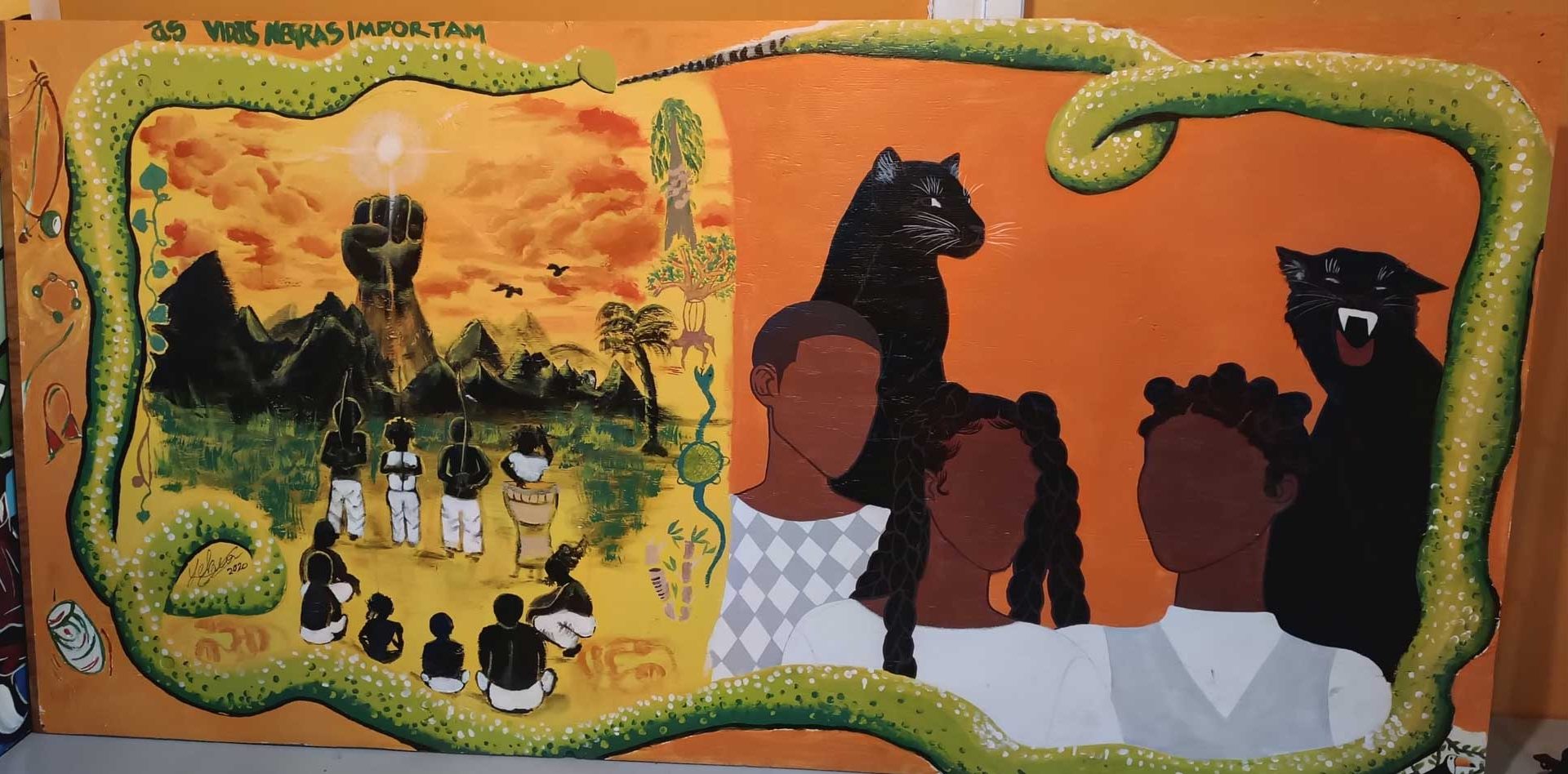 Union afro / painting: Las vidas negras también importan, por Edimbo Lekea. By Mickel J Hurtado